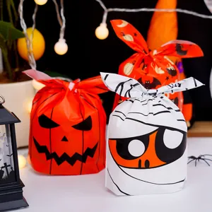 Halloween rabbit ear candy packaging bags, festive gift bags for treats, party decor details.