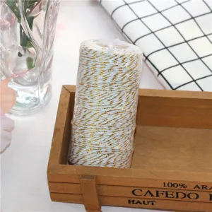 Gold and silver cotton twine 100m metallic decorative cord for gift wrapping DIY crafts