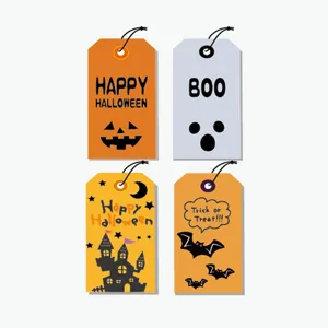 Halloween gift tags paper 4 styles pumpkin ghost bat castle DIY party decorations