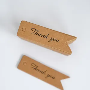 Vintage brown craft paper gift hang tags with thank you print, blank DIY jewelry tags and bookmarks.