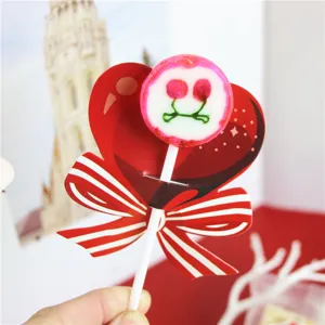 Red heart bow lollipop paper card DIY decorative card party wedding holiday sweet gift accessory