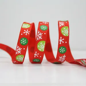 Christmas Grosgrain Ribbon With Snowflake Dot Pattern Printed Decorative Ribbon For Holiday Gift Wrapping Wedding Craft Decoration
