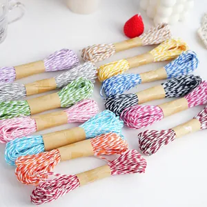 Multicolor Raffia Paper Cord Handwoven Two-Tone Twisted Craft Rope For Handmade DIY Bakery Gift Packaging Decoration Bundling Material