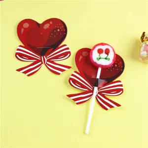 Red heart bow lollipop decorative paper card DIY message card for party gift packaging 50pcs