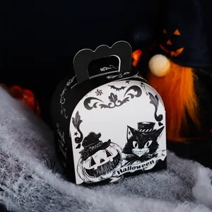 Boîte cadeau en papier chat citrouille d'Halloween boîte d'emballage de bonbons et biscuits