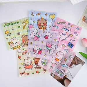 Cute Cartoon Animal Ziplock Bags Plastic Grid Snack Candy Packaging Bag Ins Style Small Jewelry Storage Bag Seal Pouches