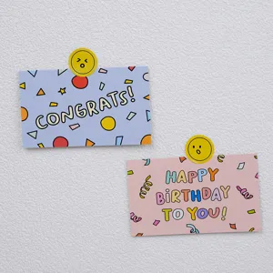 Minimalist Cartoon Happy Birthday Greeting Paper Card Cute Smiley Face Envelope Packaging Decorative Holiday Thank You Cards Gift Tags Accessories
