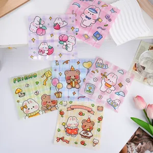 Ins style cute cartoon self sealing bags, bear and rabbit snack candy zipper packaging.