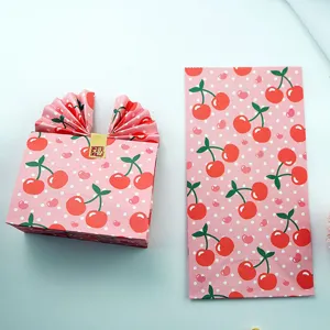 Pink cherry polka dot gift paper bag set, perfect for candy, party favors, and holiday packaging.
