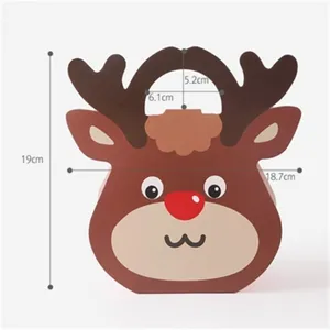 Boîte cadeau en papier renne de Noël emballage de bonbons biscuits avec joli design de bois