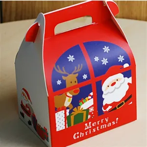 Caja de regalo de papel de Navidad con lindo Papá Noel y reno, ideal para empaquetar dulces y dulces.