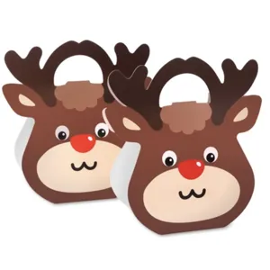 Boîte cadeau en papier renne de Noël pour bonbons et biscuits emballage de fête mignon