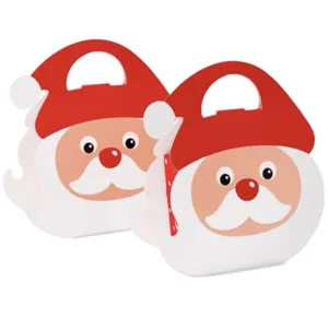 Boîtes cadeaux Père Noël bonbons biscuits emballage en papier avec poignée 2pcs