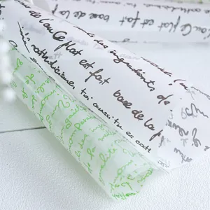 Papel de envolver alimentos con escritura francesa papel encerado para restaurante