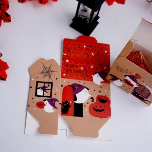 Boîte cadeau en papier Halloween sorcière citrouille dessin animé pour bonbons fête