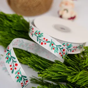 Cinta impresa navideña para envolver regalos, cajas de repostería y decoración artesanal.