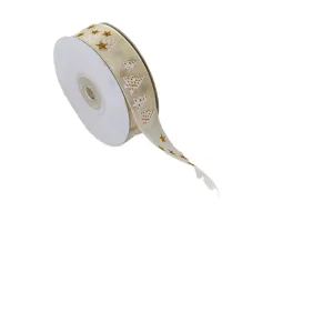 Christmas tree organza ribbon gold star sheer fabric wrapping ribbon for holiday gift box decor