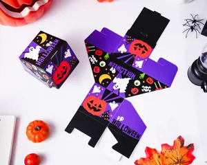 Halloween Süßigkeiten Schachtel DIY Faltpapier Geschenkkarton Party Verpackung Set