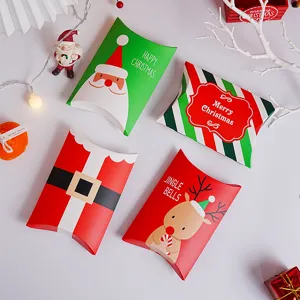 Christmas pillow paper boxes set for cookie candy baking packaging and party gift storage.