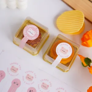 Transparentes Mondkuchen-Blisterset mit süßen Bären-Siegelaufklebern für Geschenkverpackung.