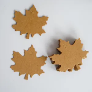 Kraft paper maple leaf blank hang tags for DIY craft, vintage gift cards and party decoration.