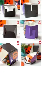 Halloween Party Papierschachtel Montage Detailansicht, DIY Keks Geschenkverpackung.