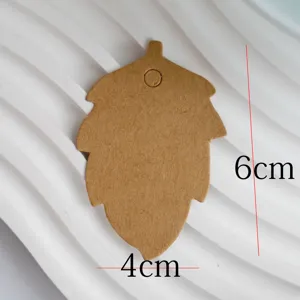 Vintage leaf shape kraft paper hang tag DIY craft decorative blank gift card size 6x4cm