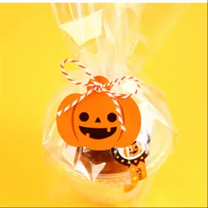 Halloween pumpkin decoration tag transparent packaging bag set for diy handmade gifts.