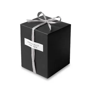 Schwarze Bäckerei-Verpackungsbox für Kekse, kleine Kuchen und Mousse-Gebäck mit Schleife