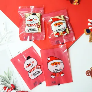 Christmas cookie packaging bags, 100pcs cute snowman and Santa seal bags for bakery gift.