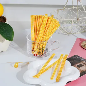 Fascette metalliche a quadretti gialli per sigillare sacchetti regalo e dolci, carine.