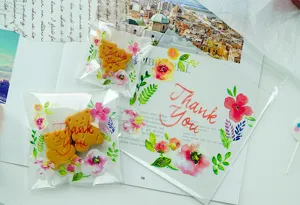 100Stk Frische Blumen Danke Geschenkverpackung Beutel Selbstklebend Plätzchen Beutel