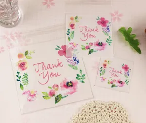 Detailansicht der frühlingsfrischen floralen Dankeschön selbstklebenden Geschenktüten für Party