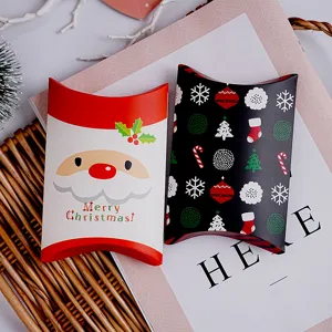Set di scatole a cuscino natalizie per caramelle biscotti e confezioni per feste.