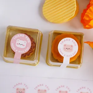 Cartoon Bär Siegelaufkleber und transparente Blisterboxen für Mondkuchen und Gebäck.