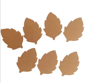 Vintage kraft paper leaf tags, blank DIY craft labels for gifts, weddings and jewelry packaging.