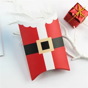 Santa Claus design pillow paper box detail view for cookies, nougat and baking gift packaging.