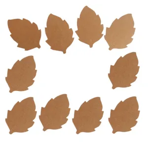Brown kraft paper leaf hang tags for DIY jewelry, gift wrapping, crafts and decorative cards.
