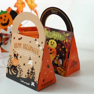 Halloween candy packaging box portable paper gift box cookie container party supply treat bag