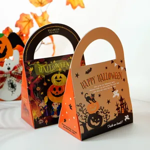 Halloween candy packaging box paper handbag gift bag for cookies festival party supplies detail view