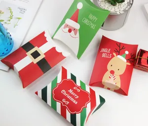 Christmas pillow boxes set of 4 decorative paper gift boxes for cookies nougat baking packaging