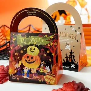 Halloween candy packaging box paper handheld cookie treat gift bag party festive decoration