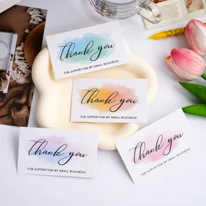 Thank You Greeting Cards Watercolor Smudge Design Art Paper Note Cards For Small Business Packaging Gift Decoration Message Labels