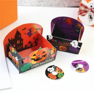 Halloween scatola di carta per dolci, zucca castello fantasma confezione regalo per la festa.