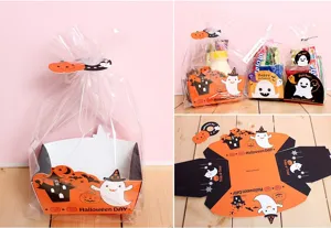 Sacchetto di imballaggio per dolci di Halloween con vassoio e busta trasparente per feste.