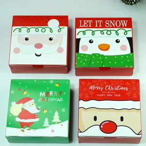 Christmas paper gift box set, cute holiday design for cookies candies packaging nuts.