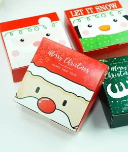 Christmas gift paper boxes set for DIY nougat nuts packaging with festive holiday designs.