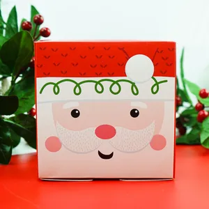 Christmas Santa Claus paper packaging box for gift, nougat, nuts, and holiday party favors.