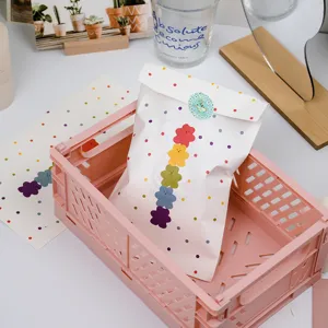 Simpatici Sacchetti Regalo in Carta a Pois con Orsetto Arcobaleno Sacchetti di Imballaggio in Carta Plastificata Spessa per Dolci da Forno