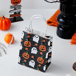 Halloween paper gift bag mini small cartoon pumpkin ghost tote bag for holiday party packaging 1pc
